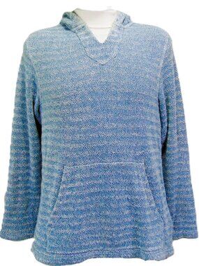 Faherty Brand Baja Hoodie Mens Large Blue Coastal Surf Pullover Beach Hooded